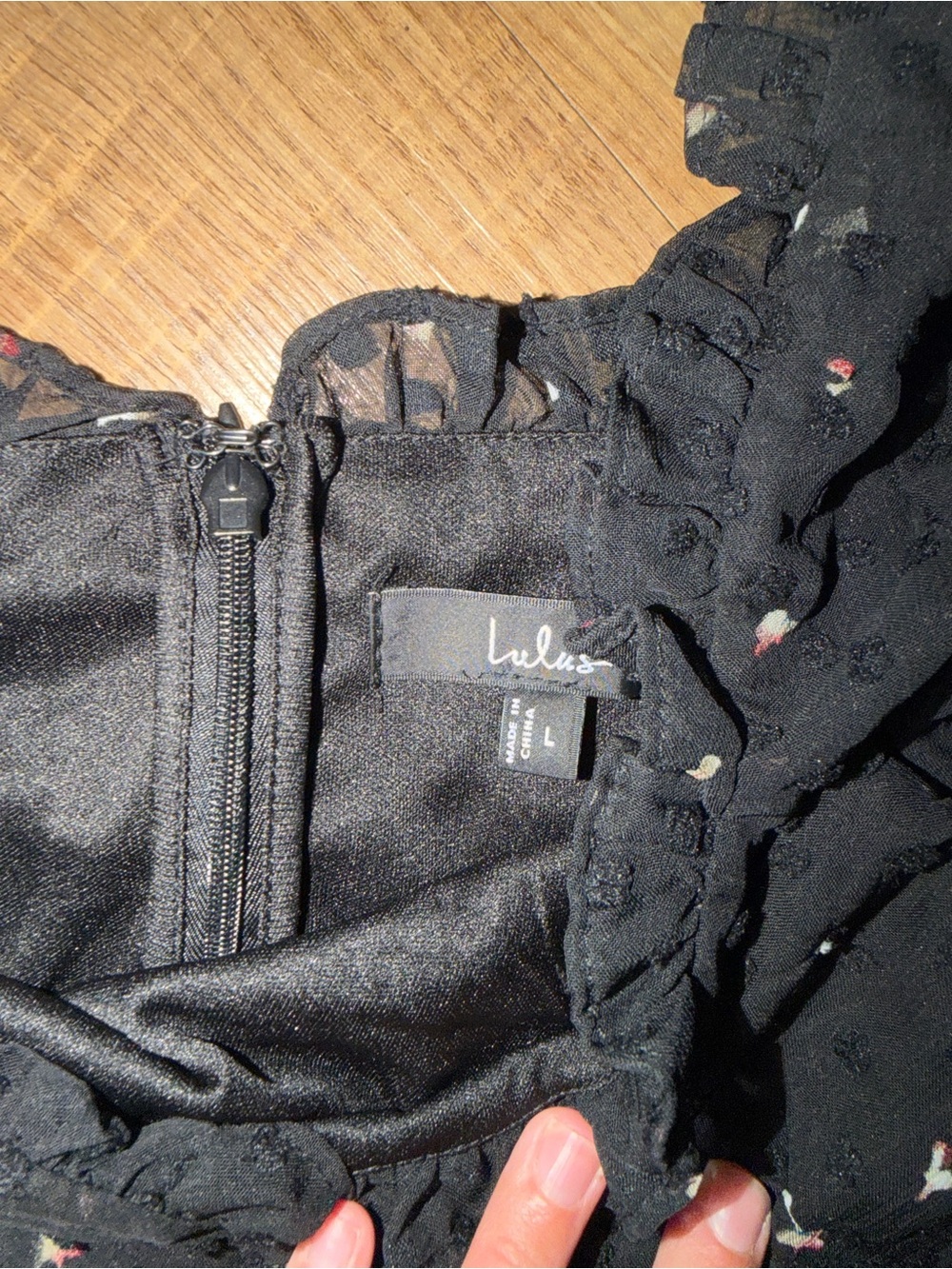 Lulu's So Kiss Me Black Floral Print Swiss Dot Maxi Dress - Picture 5 of 5